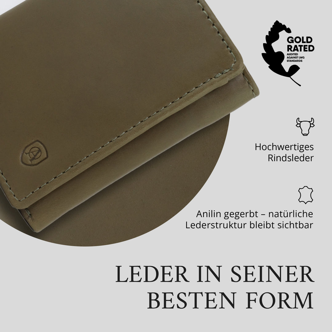 Geldbörse Herren Damen, Portemonnaie, slim wallet, Cardholder, RFID-Blocker, Brieftasche, Rindsleder#farbe_gruen