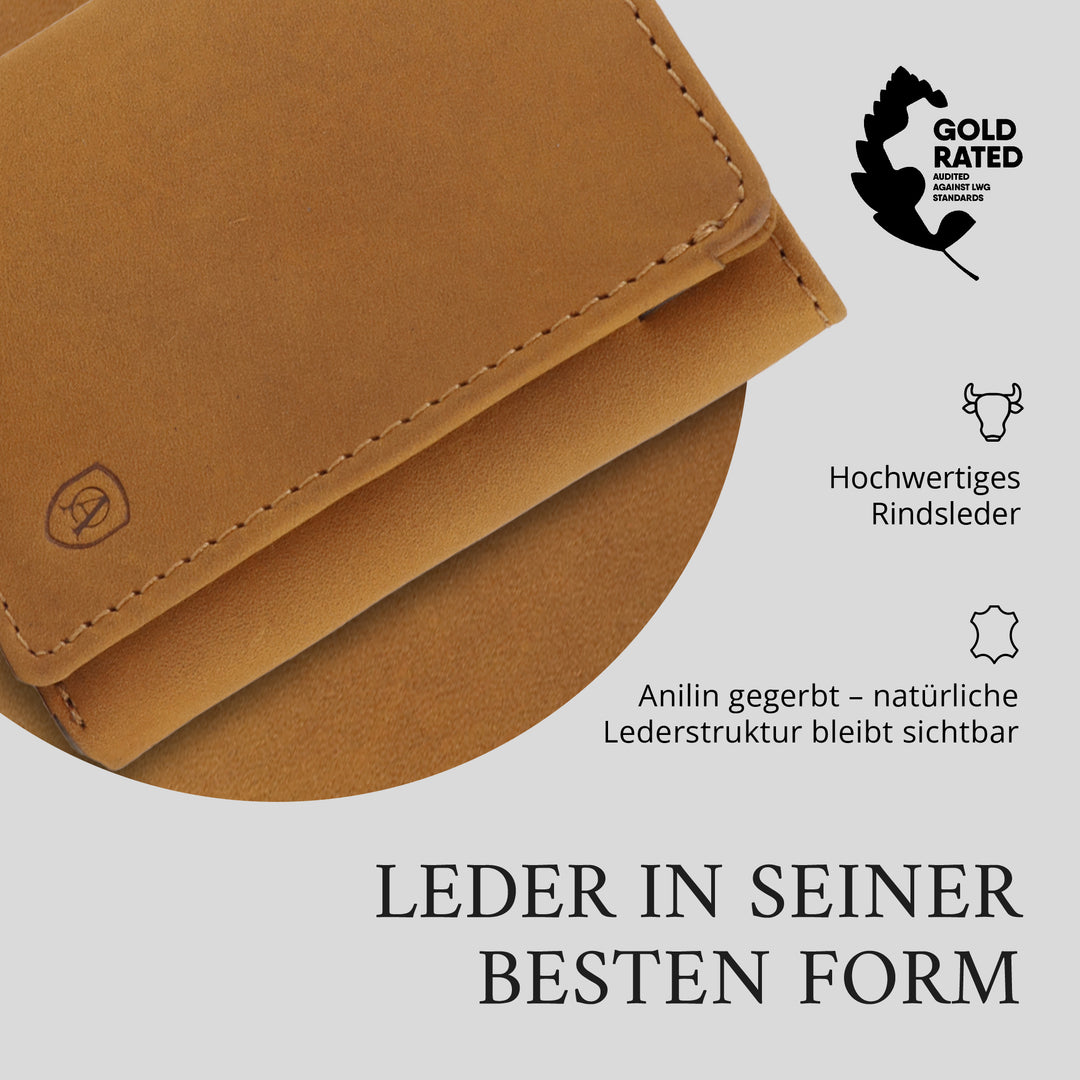 Geldbörse Herren Damen, Portemonnaie, slim wallet, Cardholder, RFID-Blocker, Brieftasche, Rindsleder#farbe_vintage-tan