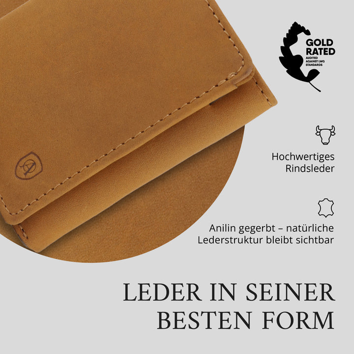 Geldbörse Herren Damen, Portemonnaie, slim wallet, Cardholder, RFID-Blocker, Brieftasche, Rindsleder#farbe_vintage-tan