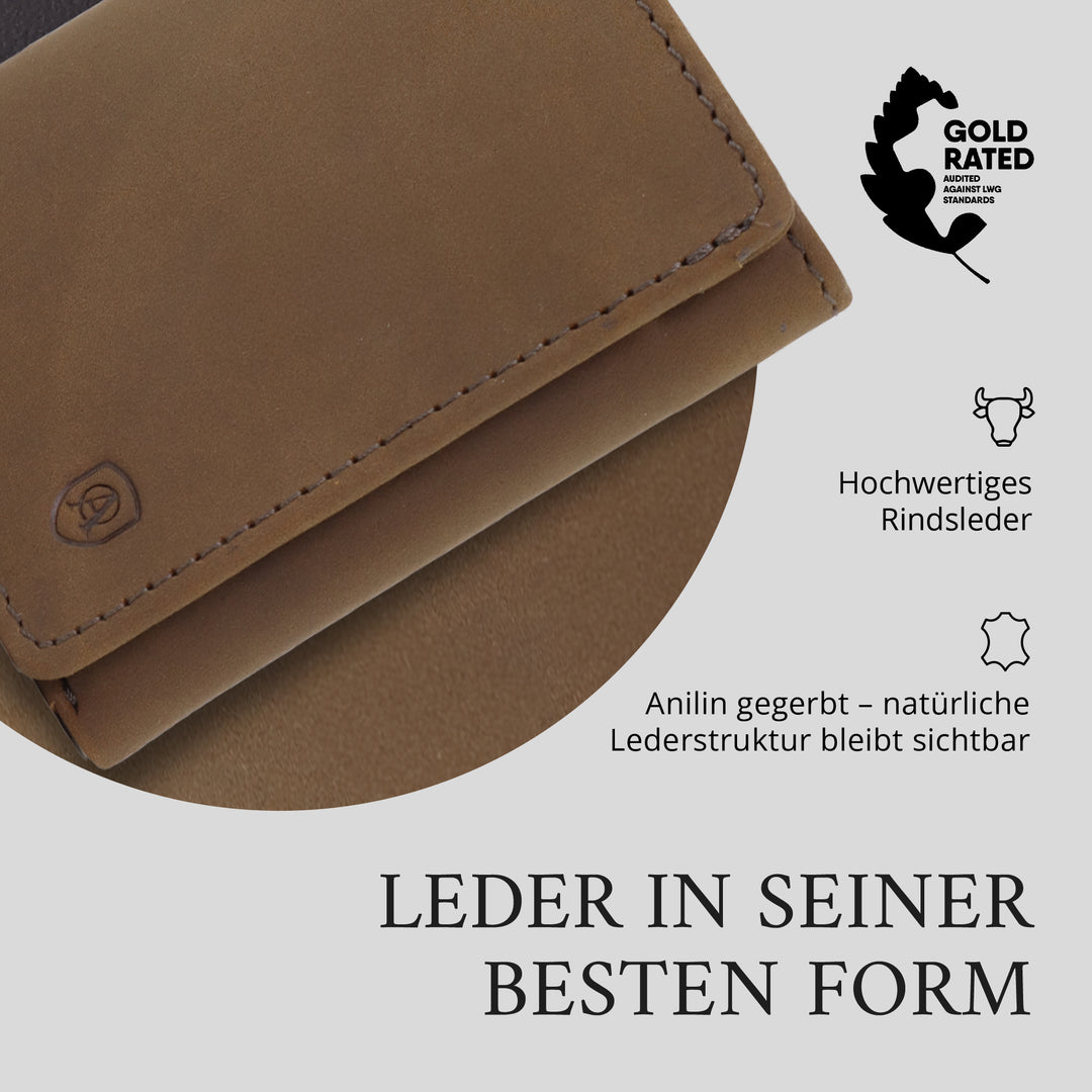 Geldbörse Herren Damen, Portemonnaie, slim wallet, Cardholder, RFID-Blocker, Brieftasche, Rindsleder#farbe_vintage-braun