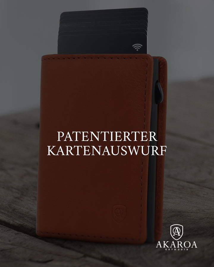 Geldbörse Herren Damen, Portemonnaie, slim wallet, pop up wallet, RFID-Blocker, Brieftasche, Rindsleder#farbe_cognac