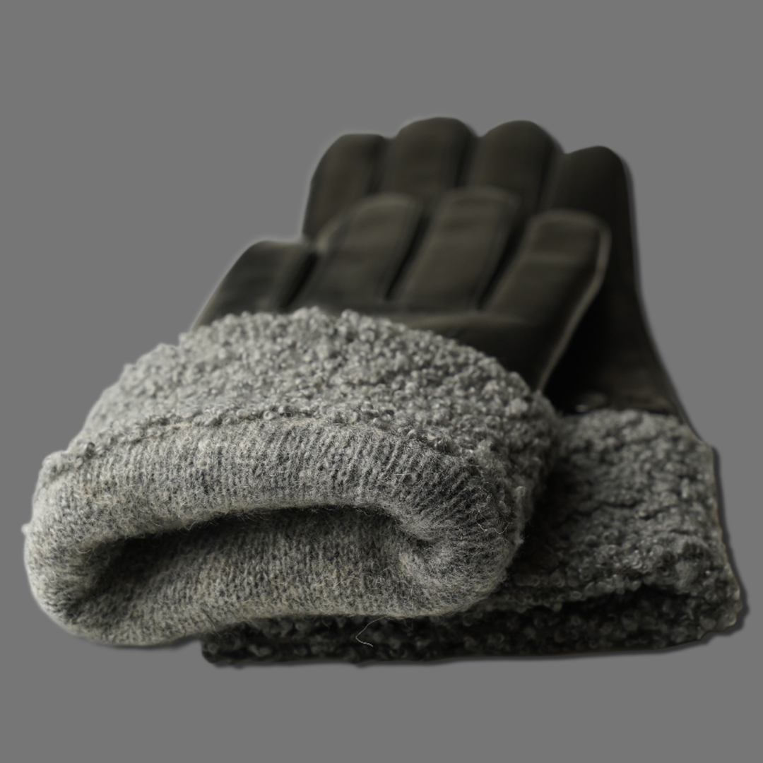 Lederhandschuhe für Damen, Nappaleder, Kaschmirfutter, Smartphone Funktion#farbe_schwarz-grau