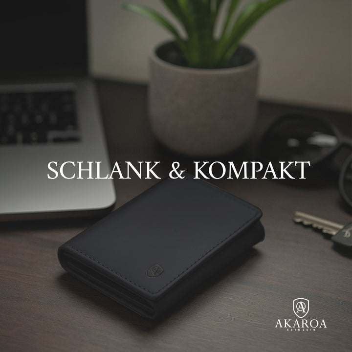 Geldbörse Herren Damen, Portemonnaie, slim wallet, Cardholder, RFID-Blocker, Brieftasche, Rindsleder#farbe_schwarz