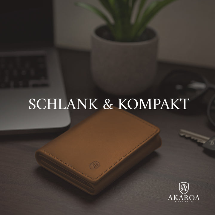 Geldbörse Herren Damen, Portemonnaie, slim wallet, Cardholder, RFID-Blocker, Brieftasche, Rindsleder#farbe_vintage-tan