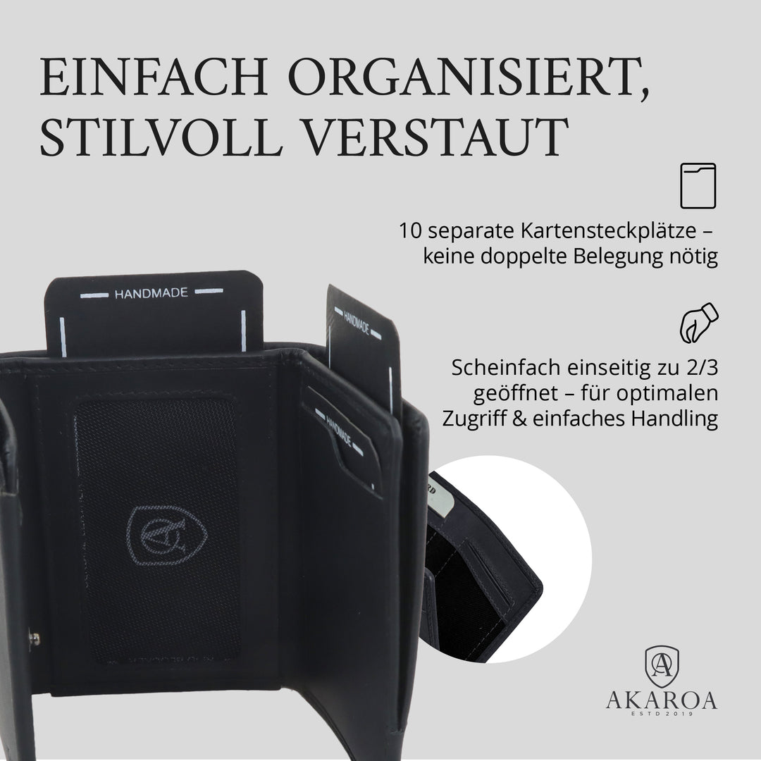 Geldbörse Herren Damen, Portemonnaie, slim wallet, Cardholder, RFID-Blocker, Brieftasche, Rindsleder#farbe_schwarz