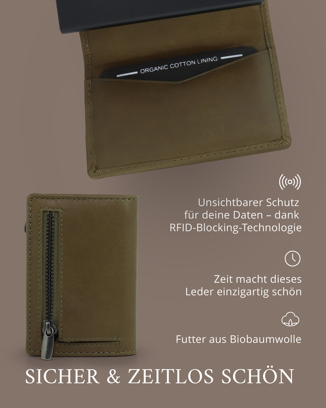 Geldbörse Herren Damen, Portemonnaie, slim wallet, pop up wallet, RFID-Blocker, Brieftasche, Rindsleder#farbe_gruen