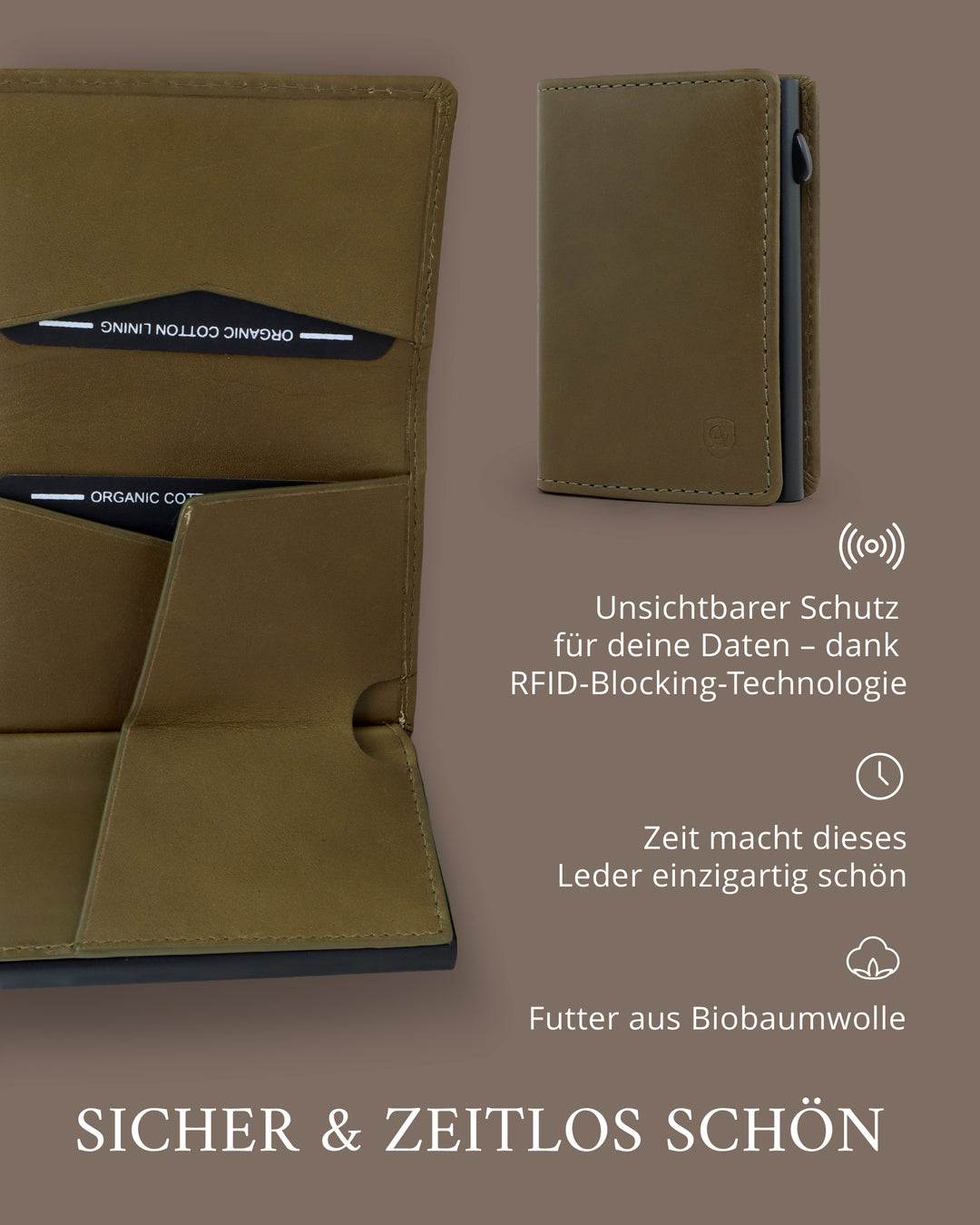 Geldbörse Herren Damen, Portemonnaie, slim wallet, pop up wallet, RFID-Blocker, Brieftasche, Rindsleder#farbe_gruen