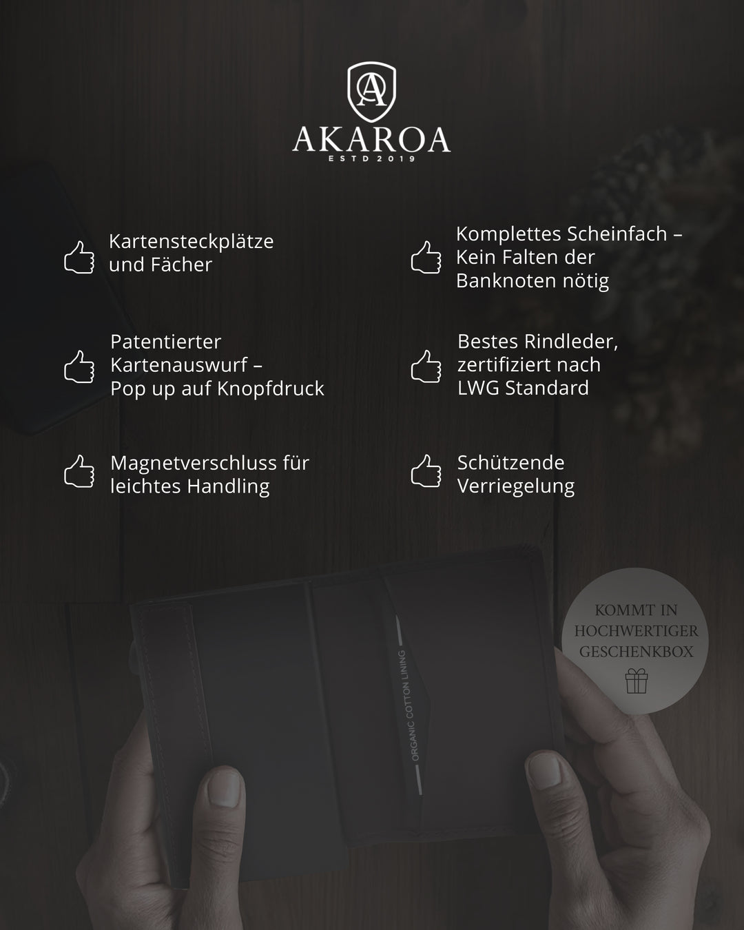 Geldbörse Herren Damen, Portemonnaie, slim wallet, pop up wallet, RFID-Blocker, Brieftasche, Rindsleder#farbe_braun