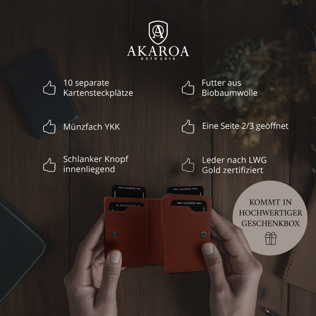 Geldbörse Herren Damen, Portemonnaie, slim wallet, Cardholder, RFID-Blocker, Brieftasche, Rindsleder#farbe_cognac