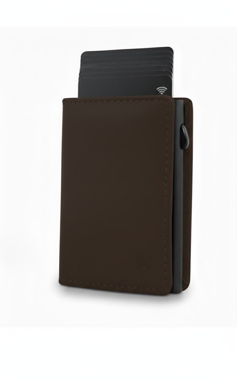 Geldbörse Herren Damen, Portemonnaie, slim wallet, pop up wallet, RFID-Blocker, Brieftasche, Rindsleder#farbe_braun