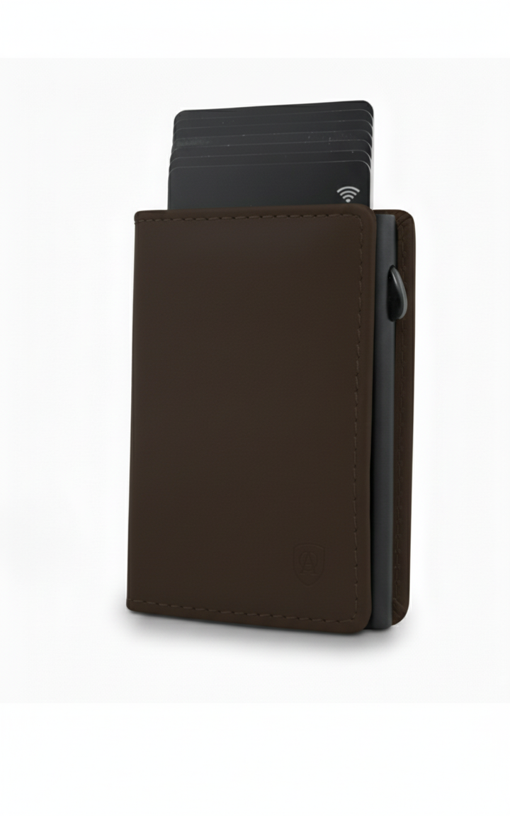 Geldbörse Herren Damen, Portemonnaie, slim wallet, pop up wallet, RFID-Blocker, Brieftasche, Rindsleder#farbe_braun