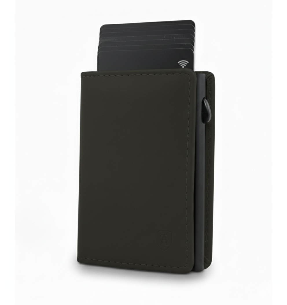 Geldbörse Herren Damen, Portemonnaie, slim wallet, pop up wallet, RFID-Blocker, Brieftasche, Rindsleder#farbe_schwarz