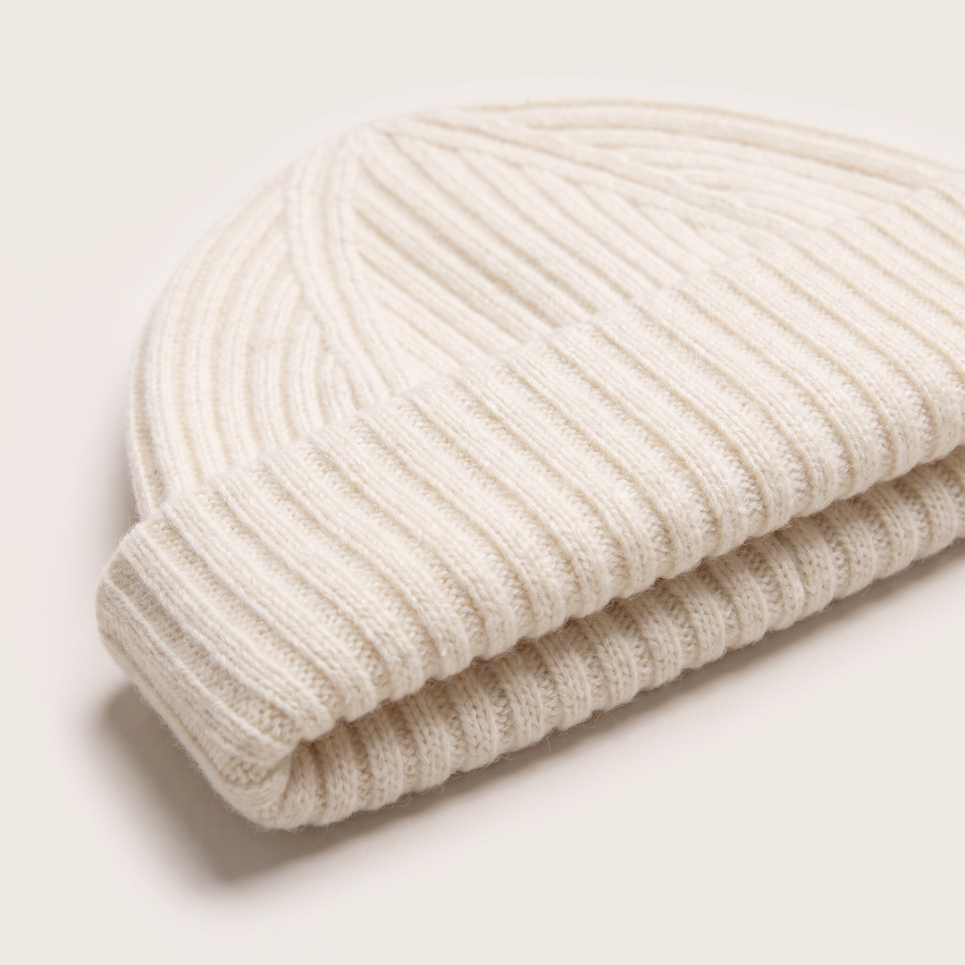 Strickmütze Ed in snow – Detailaufnahme #farbe_snow