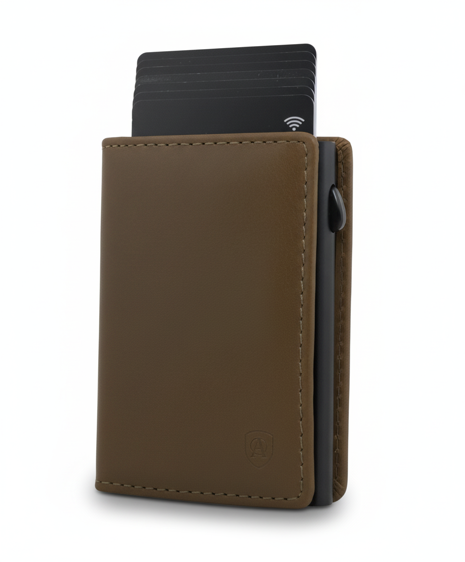 Geldbörse Herren Damen, Portemonnaie, slim wallet, pop up wallet, RFID-Blocker, Brieftasche, Rindsleder#farbe_gruen