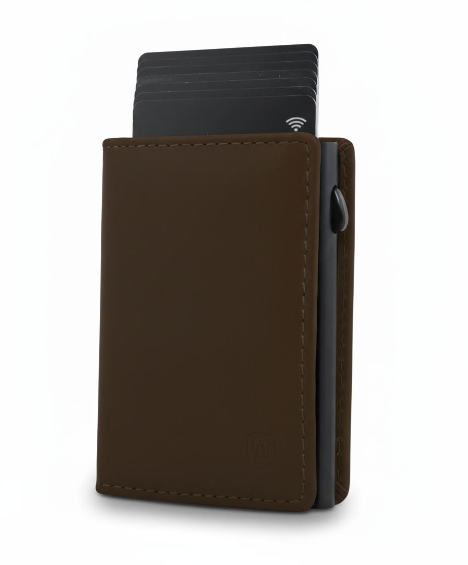Geldbörse Herren Damen, Portemonnaie, slim wallet, pop up wallet, RFID-Blocker, Brieftasche, Rindsleder#farbe_vintage-braun